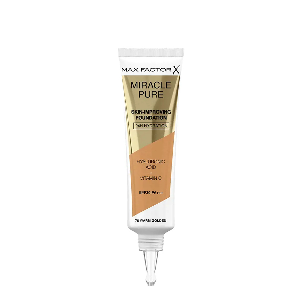 MAX FACTOR MIRACLE PURE skin-improving foundation 24h hydration SPF30 #76-warm golden 30 ml MAX FACTOR MIRACLE PURE skin-improving foundation 24h hydration SPF30 #76-warm golden 30 ml