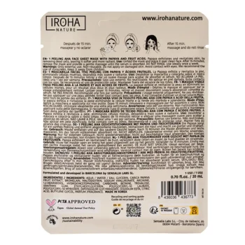 IROHA PAPAYA PEELING AHA tissue facial mask 1 u