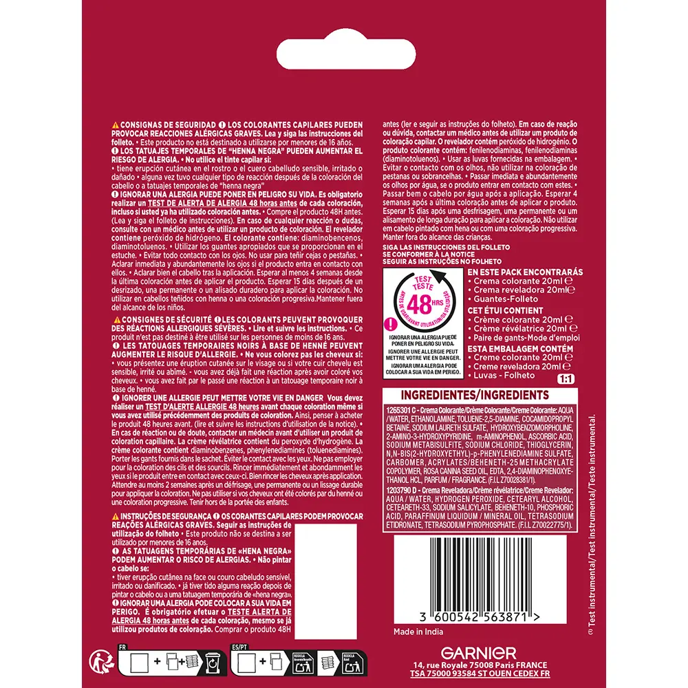 GARNIER COLOR SENSATION shampoo #1.0-black 3 u GARNIER COLOR SENSATION shampoo #1.0-black 3 u - Image 2