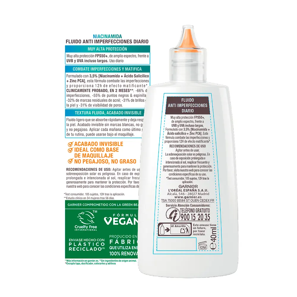 GARNIER DELIAL SUPER UV niacinamide anti-blemish SPF50+ 40 ml