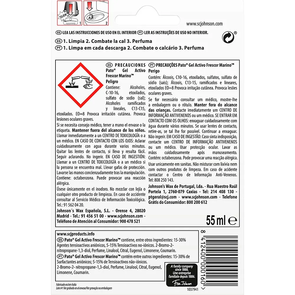 PATO PATO WC BLOC blue water cleans & sanitizes device + replacement 40 gr