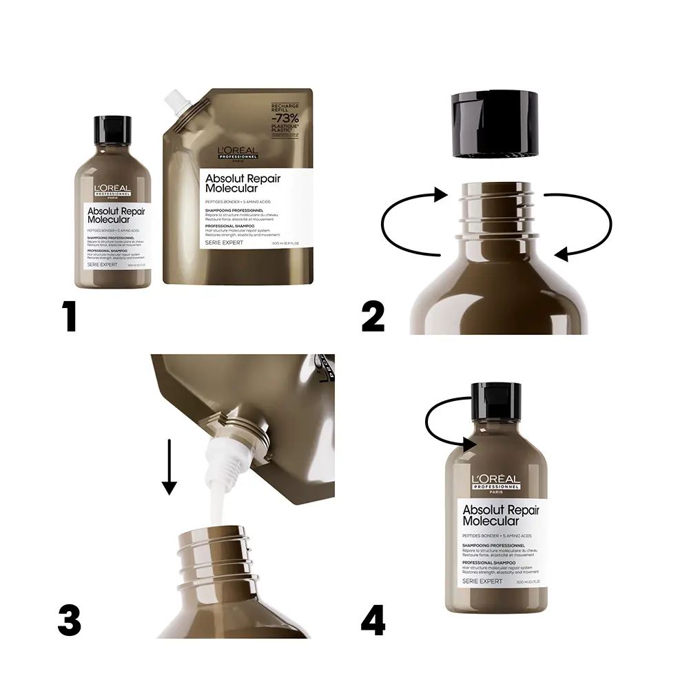 L’ORÉAL PROFESSIONNEL PARIS ABSOLUT REPAIR MOLECULAR professional sulfate-free shampoo for damaged hair refill 500 ml L’ORÉAL PROFESSIONNEL PARIS ABSOLUT REPAIR MOLECULAR professional sulfate-free shampoo for damaged hair refill 500 ml - Image 4