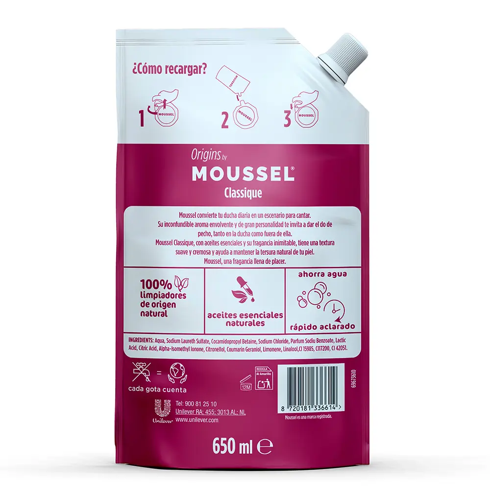 MOUSSEL MOUSSEL CLASSIQUE original shower gel recharge 650 ml
