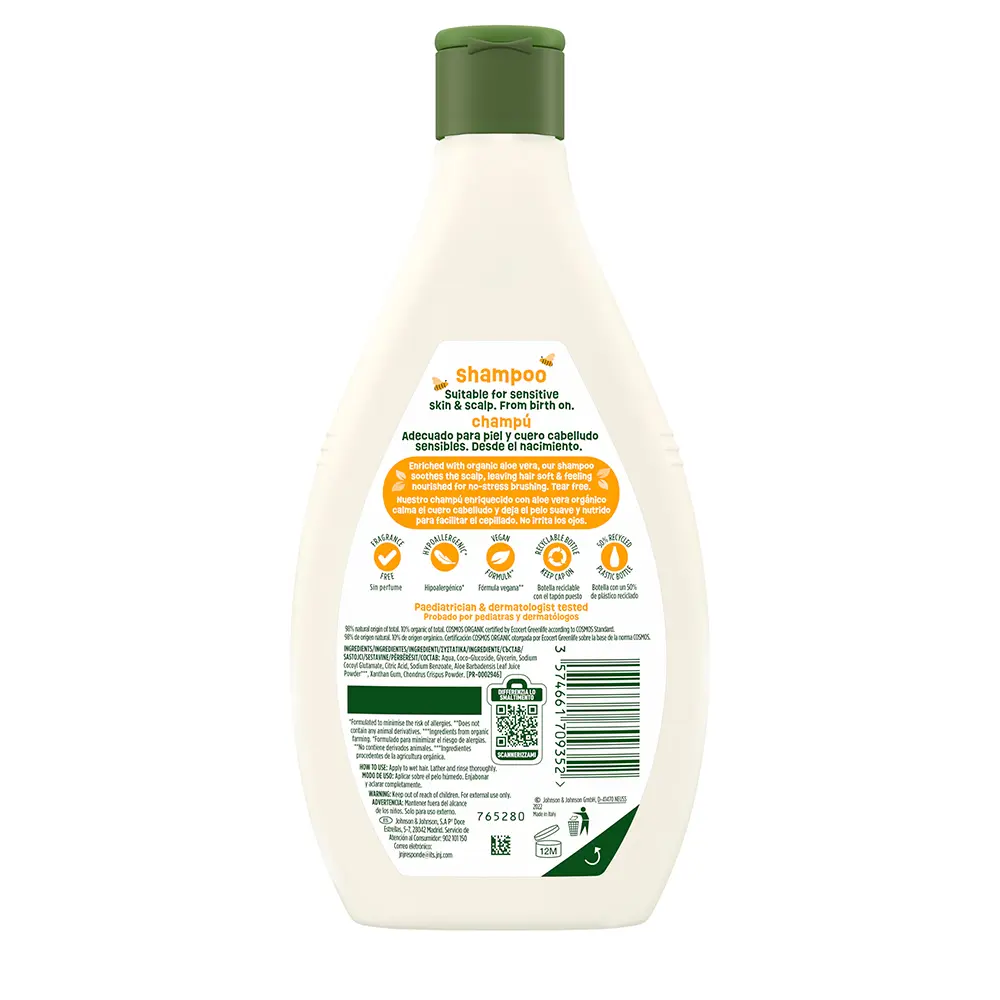JOHNSON'S BABY BABY BIO NATURALLY SENSITIVE aloe vera shampoo 395 ml JOHNSON'S BABY BABY BIO NATURALLY SENSITIVE aloe vera shampoo 395 ml - Image 2