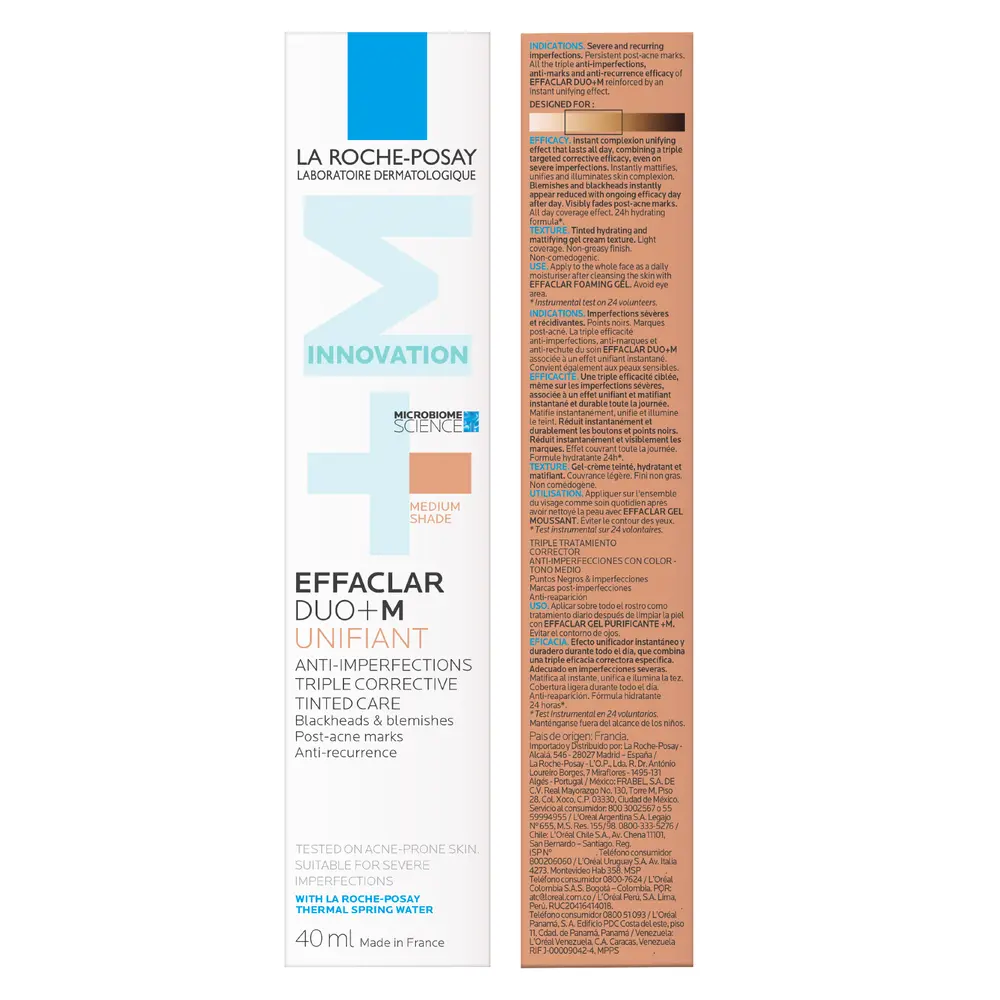 LA ROCHE POSAY EFFACLARDUO+M UNIFIANT Trattamento Colorato Anti-Imperfezioni Triplo Correttivo #Medium 40 ml