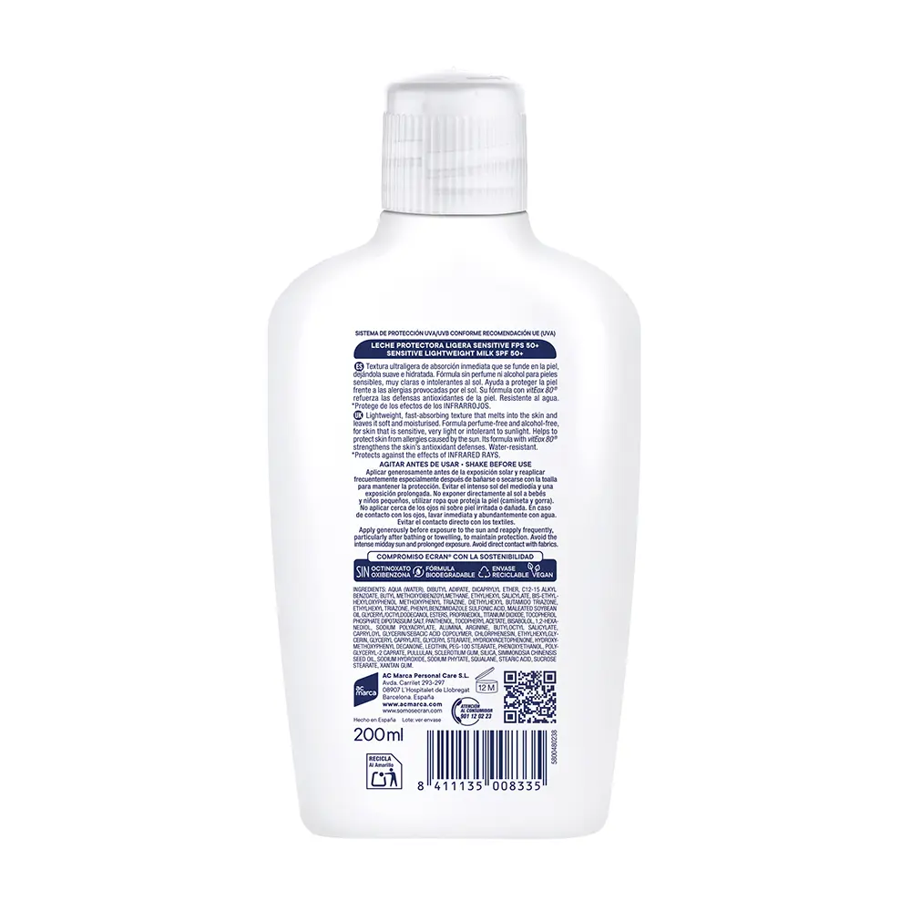 ECRAN ECRAN Latte SUNNIQUE SENSITIVE SPF50+ 200ml