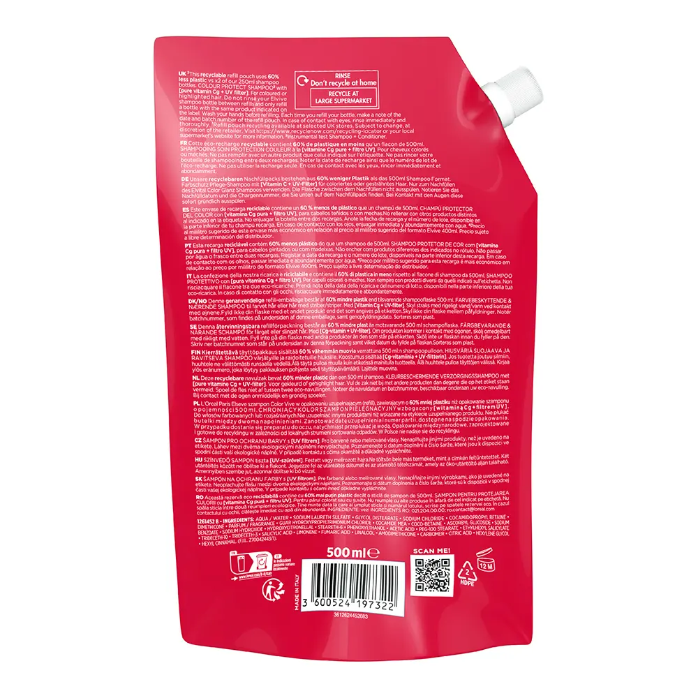 L’ORÉAL PARIS ELVIVE COLOR-VIVE protective shampoo refill eco pack 500 ml