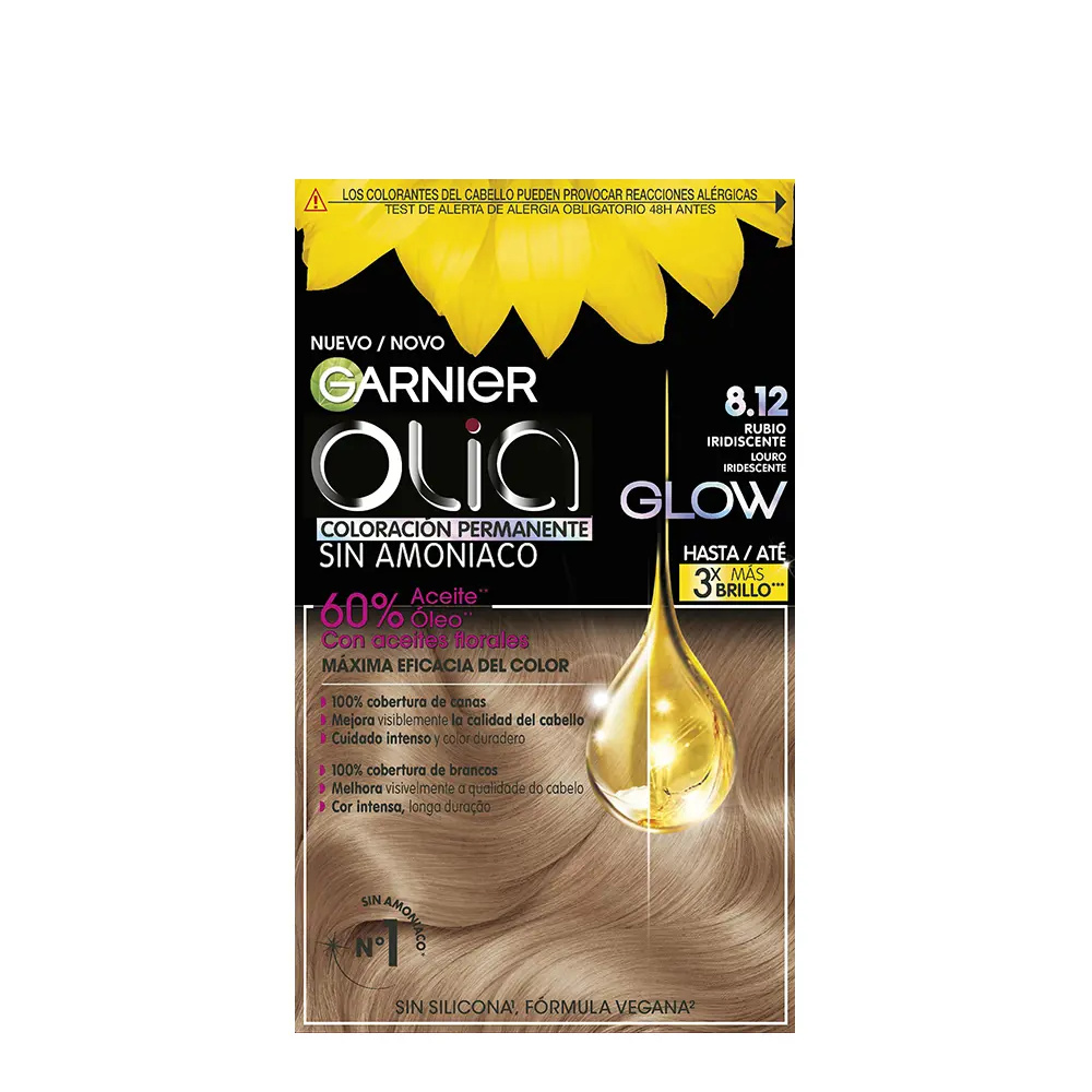 GARNIER OLIA Permanent Color #8.12-Iridescent Blonde 3 u GARNIER OLIA Permanent Color #8.12-Iridescent Blonde 3 u