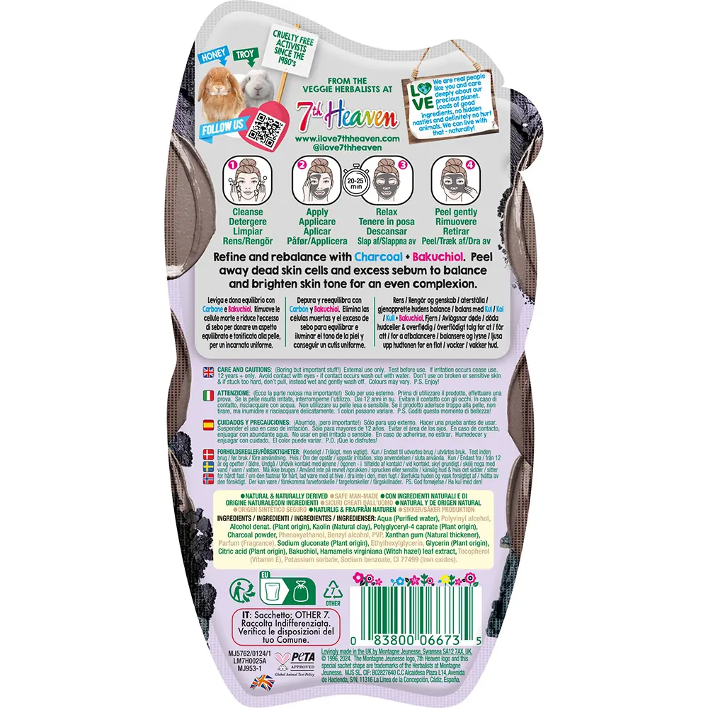 <span class="notranslate">7TH HEAVEN PEEL-OFF</span> CHARCOAL & BLACK CLAY charcoal and black clay 10 ml