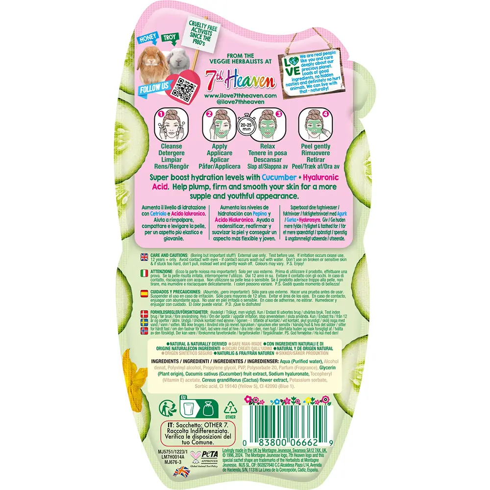 <span class="notranslate">7TH HEAVEN PEEL-OFF</span> PLUMP AND FIRM cucumber with hyaluronic acid 10 ml