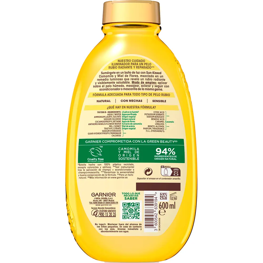 GARNIER ORIGINAL REMEDIES chamomile and flower honey shampoo 600 ml