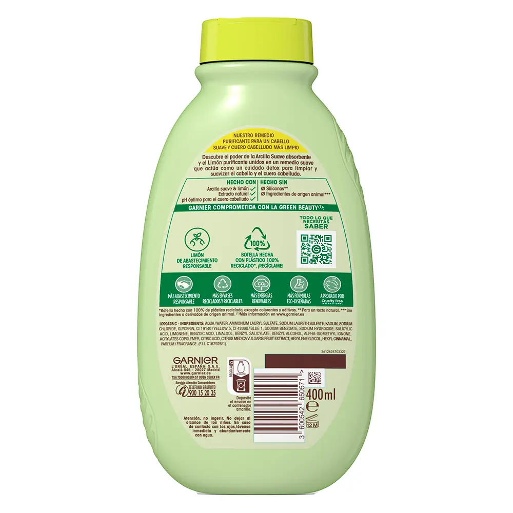 GARNIER ORIGINAL REMEDIES gentle clay and lemon shampoo 400 ml
