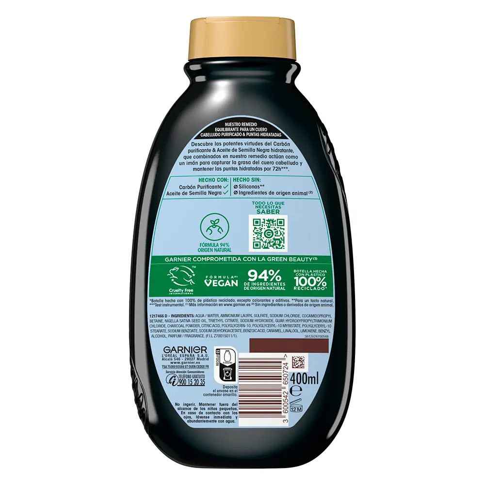 GARNIER ORIGINAL REMEDIES Magnetic Charcoal Shampoo 400 ml