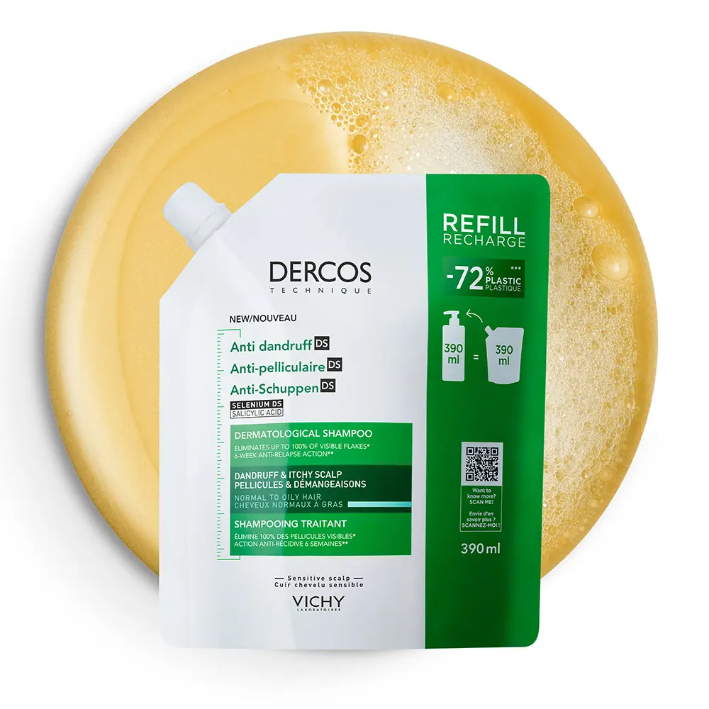 VICHY DERCOS Anti-Schuppen-Nachfüllpackung für fettiges Haar, 390 ml