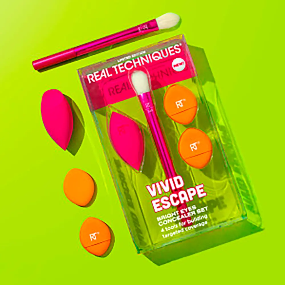 REAL TECHNIQUES VIVID ESCAPE BRIGHT EYES CONCEALER CASE 4 pcs