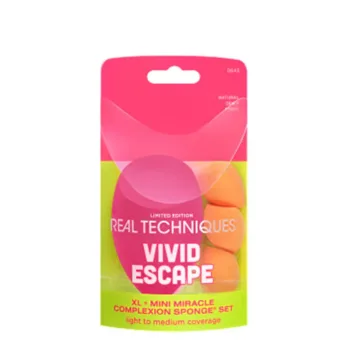 REAL TECHNIQUES VIVID ESCAPE XL + MINI MIRACLE COMPLEXION SCHWAMM-ETUI 4 Stk