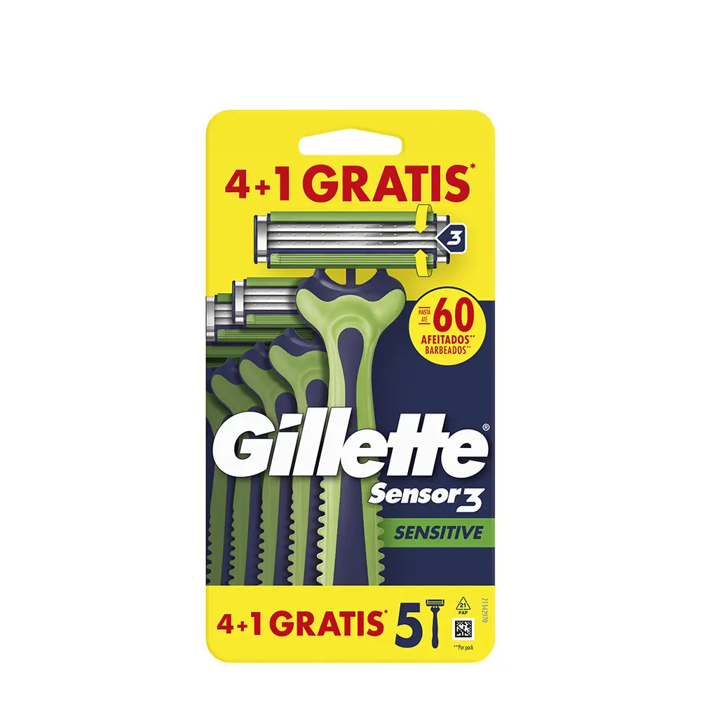 GILLETTE SENSOR3 SENSITIVE Disposable Razor Blades 5 units GILLETTE SENSOR3 SENSITIVE Disposable Razor Blades 5 units