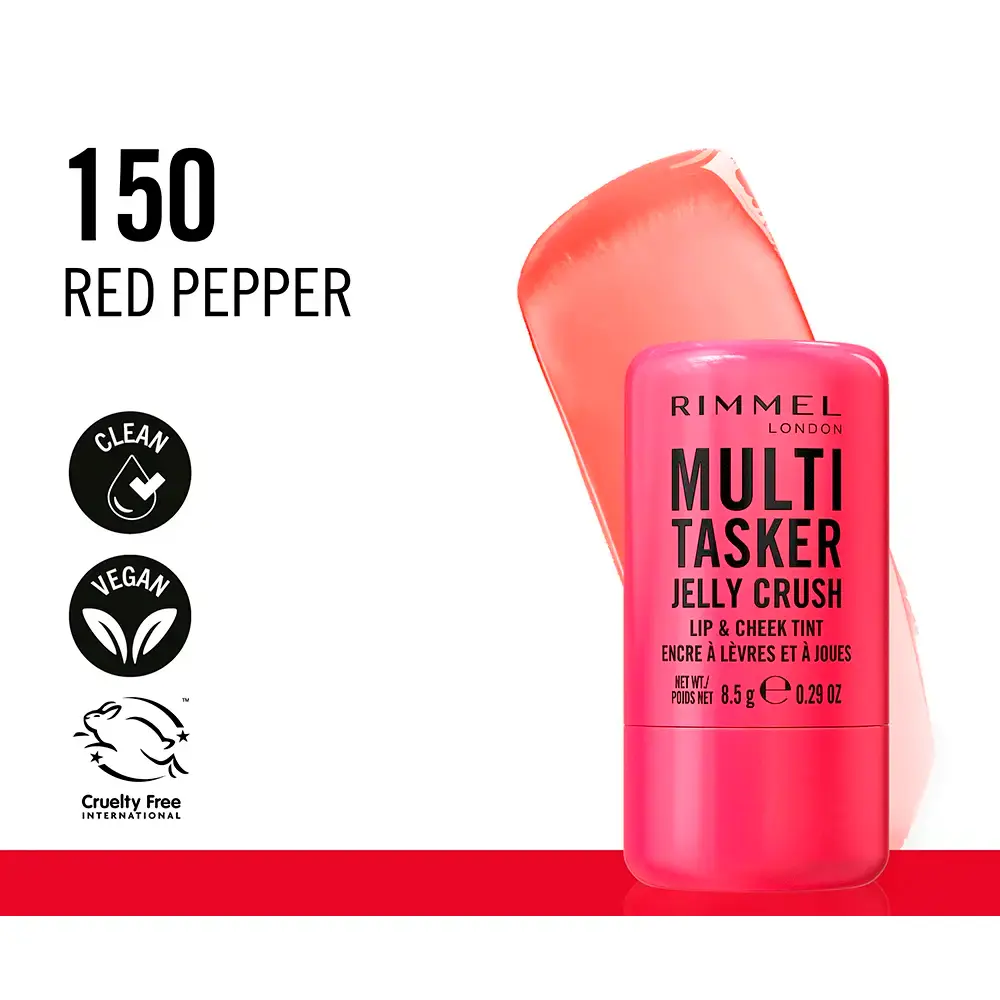 RIMMEL LONDON MULTITASKER JELLY CRUSH Rouge- und Lippenstift-Stick Nr. 150 – Roter Pfeffer, 8.5 g RIMMEL LONDON MULTITASKER JELLY CRUSH Rouge- und Lippenstift-Stick Nr. 150 – Roter Pfeffer, 8.5 g – Bild 4
