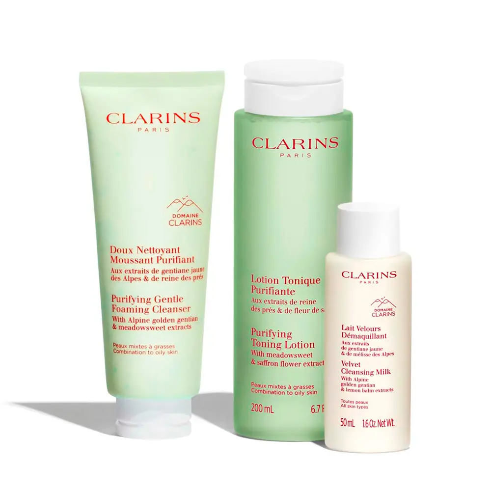 CLARINS PIELES MIXTAS-GRASAS ESENCIALES DE LIMPIEZA set 4 pcs