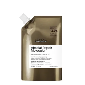 L'OREAL PROFESSIONNEL PARIS ABSOLUT REPAIR MOLECULAR, shampooing professionnel sans sulfate pour cheveux abîmés, recharge 1000 ml