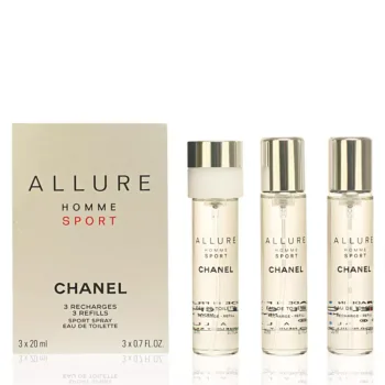 <span class="notranslate">CHANEL ALLURE HOMME SPORT COLOGNE</span> Eau De Cologne travel refills 3 x 20 ml for Men