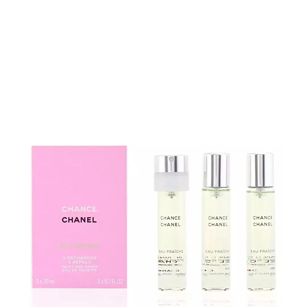 <span class="notranslate">CHANEL CHANCE EAU FRAICHE</span> eau de toilette twist & spray 3 refills 3 x 20 ml for Women <span class="notranslate">CHANEL CHANCE EAU FRAICHE</span> eau de toilette twist & spray 3 refills 3 x 20 ml for Women