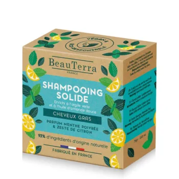BEAUTERRA SOLIDE mint and lemon peel shampoo 75 gr