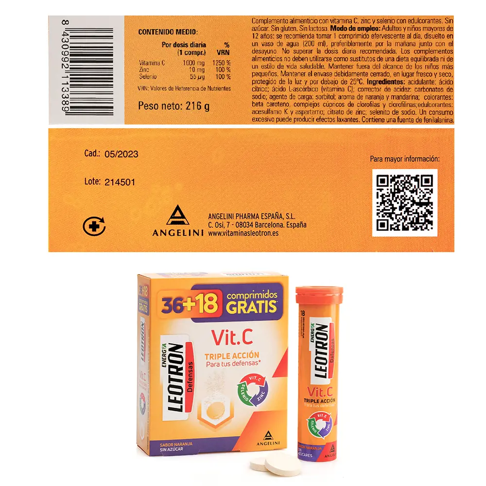 LEOTRON VITAMIN C triple action effervescent tablets 36 + 18 as a gift #Orange 54 u LEOTRON VITAMIN C triple action effervescent tablets 36 + 18 as a gift #Orange 54 u - Image 3