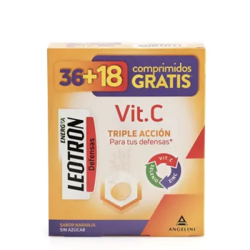 LEOTRON VITAMINE C comprimés effervescents triple action 36 + 18 en cadeau #Orange 54 u