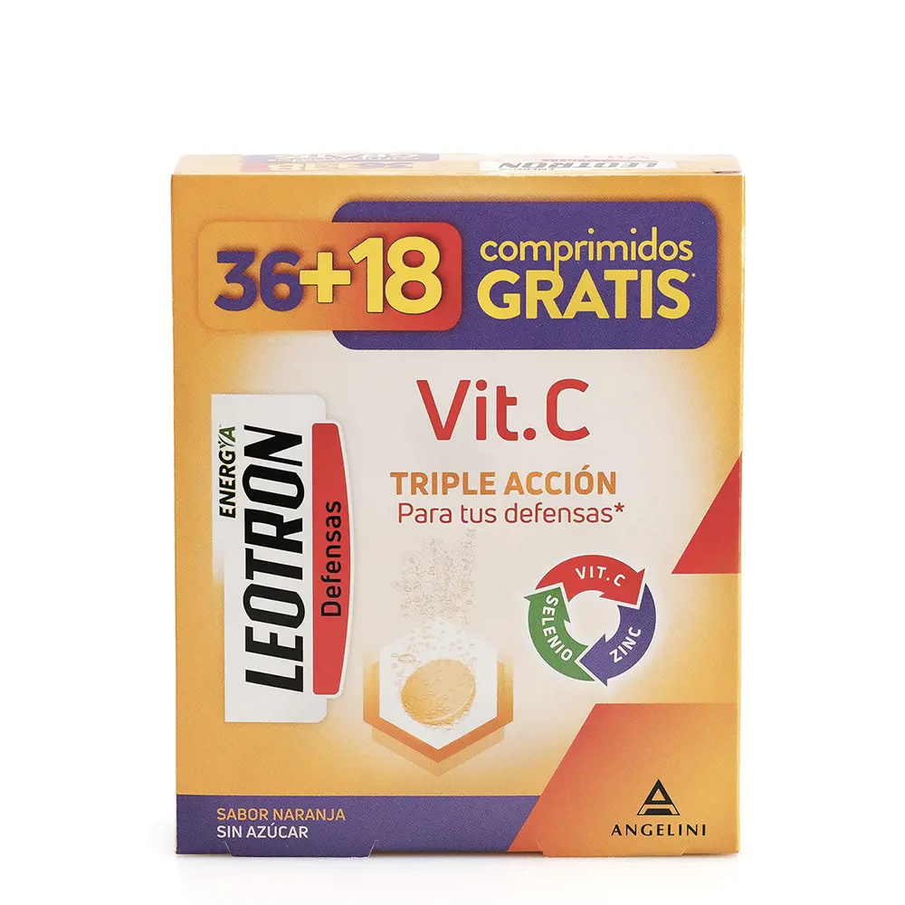LEOTRON VITAMIN C triple action effervescent tablets 36 + 18 as a gift #Orange 54 u LEOTRON VITAMIN C triple action effervescent tablets 36 + 18 as a gift #Orange 54 u