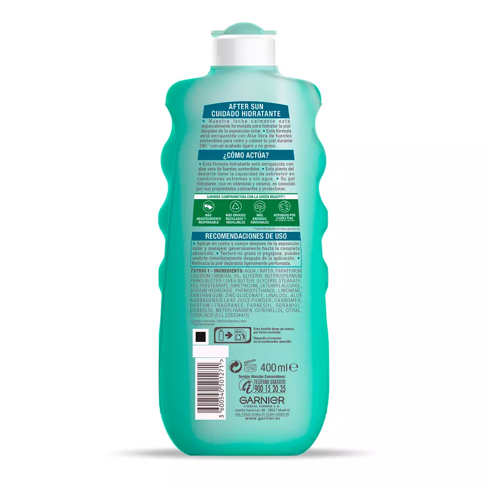 GARNIER AFTERSUN HIDRATANTE leche calmante aloe vera 400 ml