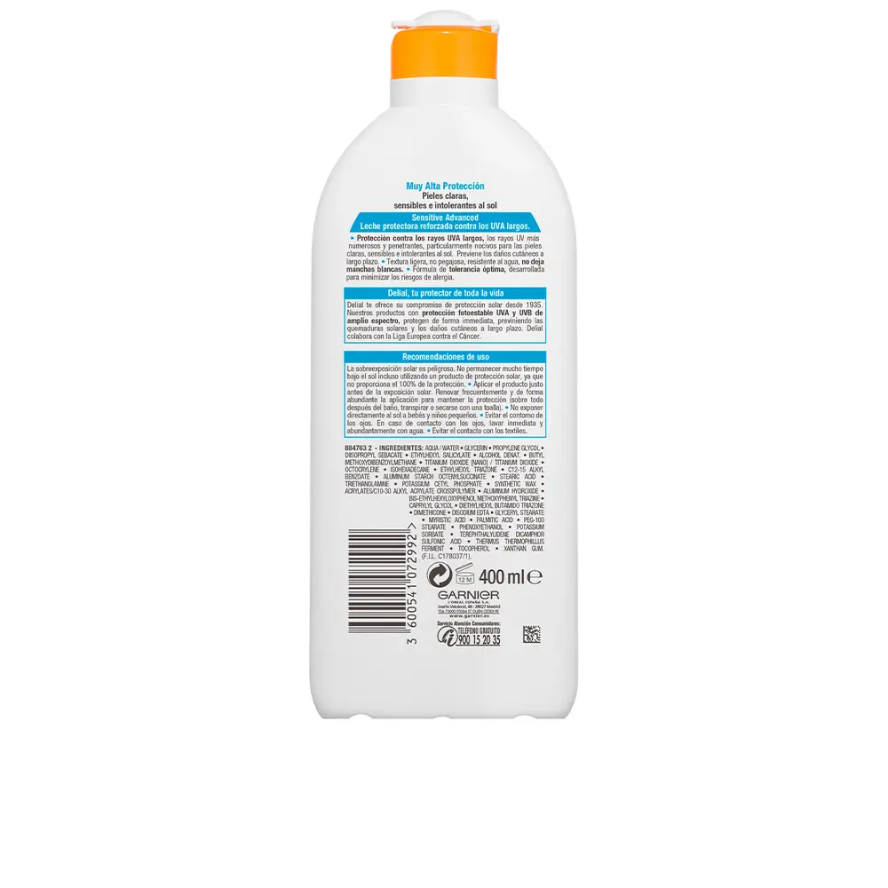 GARNIER SENSITIVE ADVANCED milk SPF50+ 400 ml