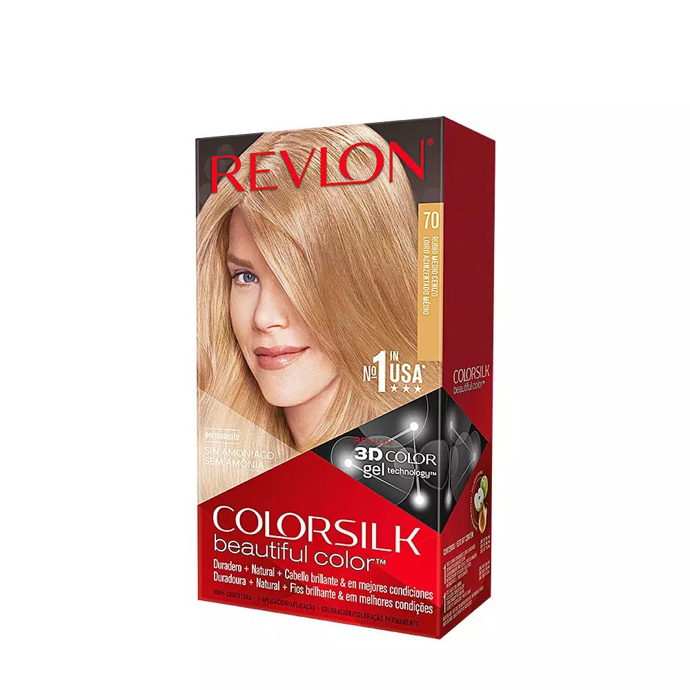 REVLON MASS MARKET COLORSILK dye #70-blonde medio ceniza 1 u REVLON MASS MARKET COLORSILK dye #70-blonde medio ceniza 1 u