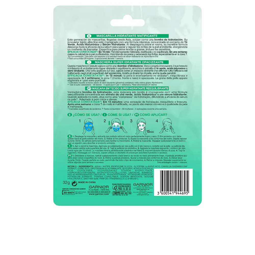 <span class="notranslate">GARNIER SKINACTIVE HYDRABOMB</span> mask facial hidratante matificant 28 gr