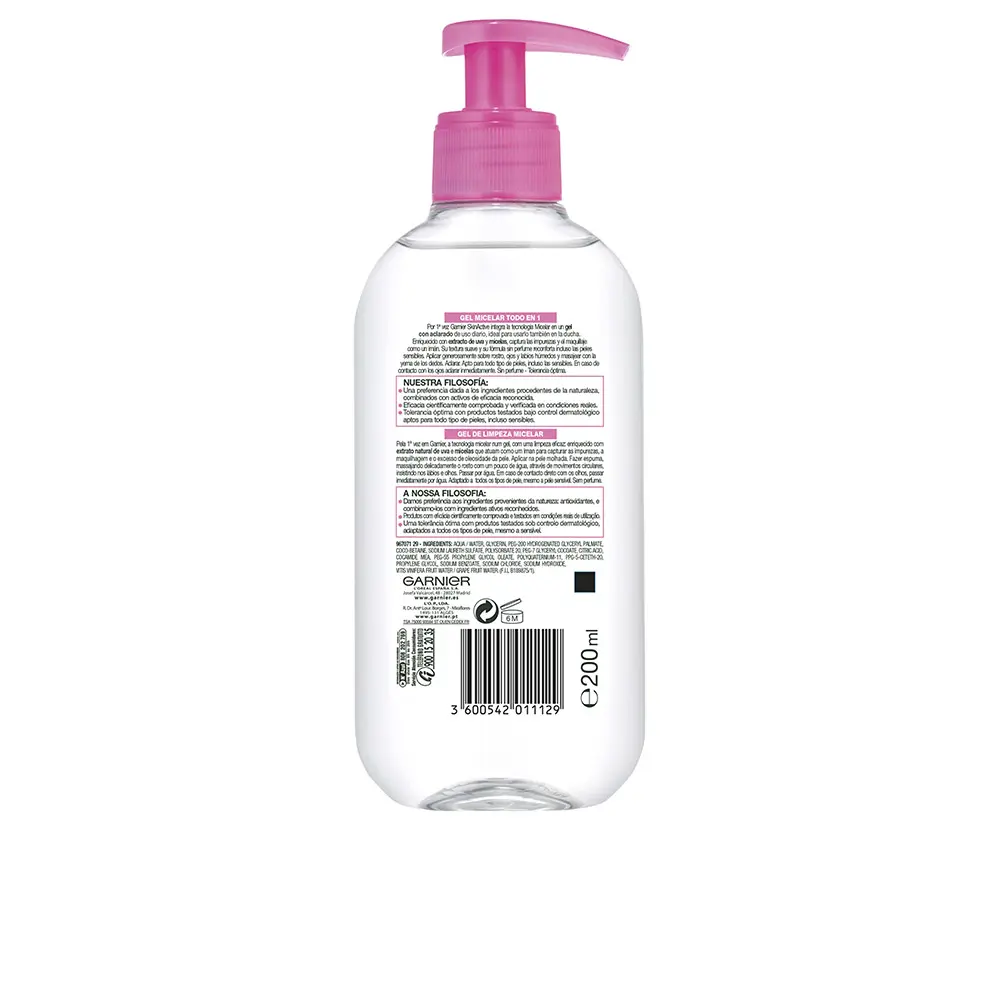 GARNIER SKINACTIVE GEL MICELAR todo en 1 200 ml