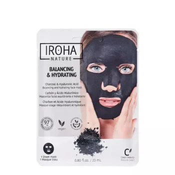 IROHA Masque facial en tissu DETOX CHARCOAL BLACK 1 utilisation 1 unité