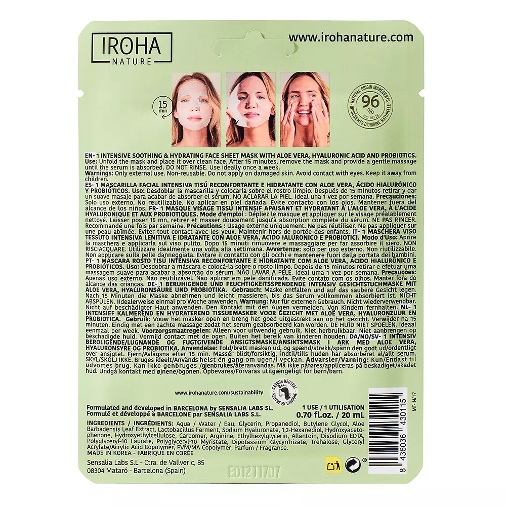 <span class="notranslate">IROHA TISSUE MASK</span> moisturizing aloe + green tea + ginseng + HA 1 u <span class="notranslate">IROHA TISSUE MASK</span> moisturizing aloe + green tea + ginseng + HA 1 u