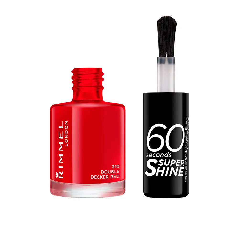RIMMEL LONDON+ 60 SECONDS SUPER SHINE Nagellack Nr. 310 – Doppeldeckerrot, 8 ml