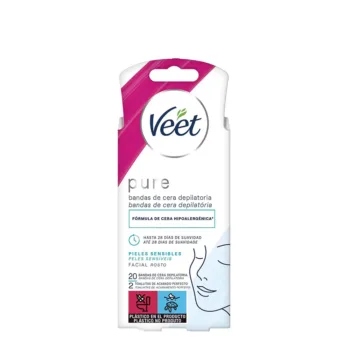 VEET BANDAS DE CERA PURE facial sensitive skin 20 u
