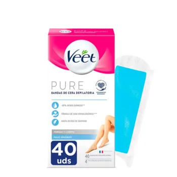 VEET PURE WAX BANDS sensitive skin body 40 u