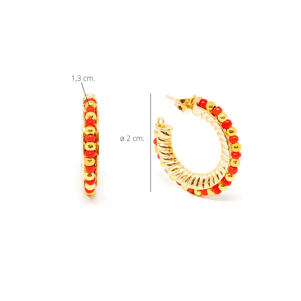 SHABAMA ETHIOPIA RED 2CM earrings #shiny gold 1 u
