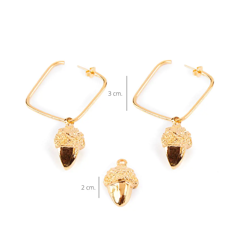 SHABAMA SQUARE ACORN earrings #shiny gold 1 u
