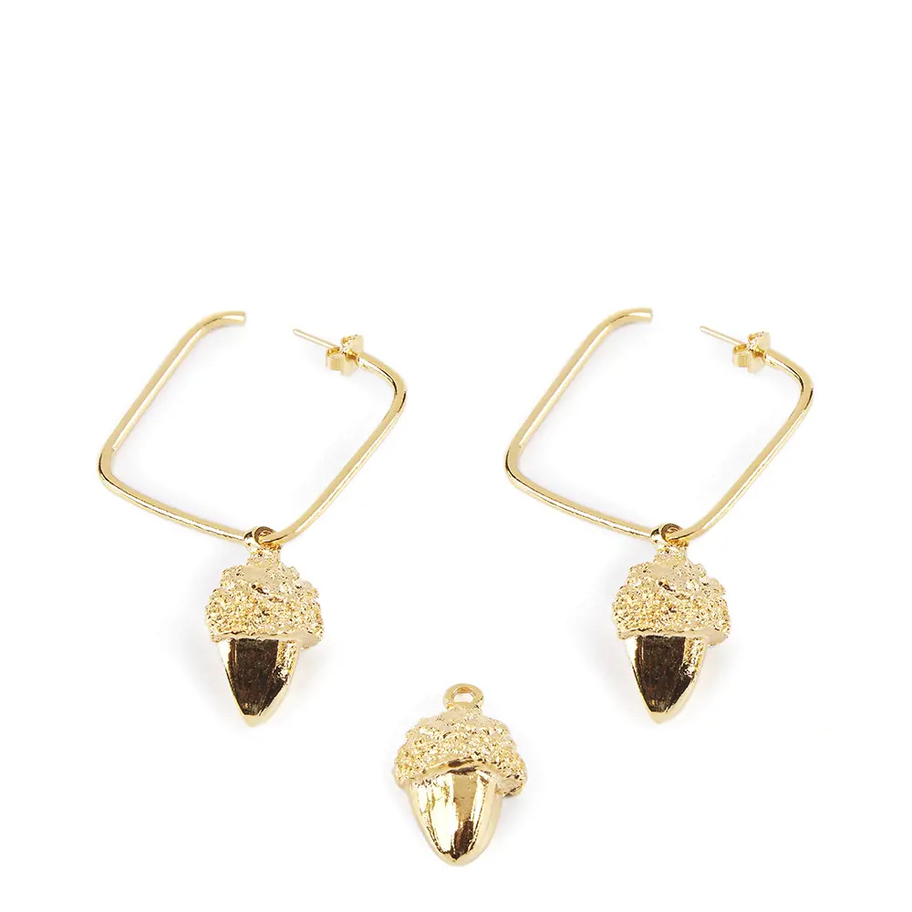 SHABAMA SQUARE ACORN earrings #shiny gold 1 u SHABAMA SQUARE ACORN earrings #shiny gold 1 u