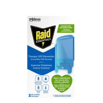 RAID Lampe piège à insectes LED sans insecticide x 2 recharges