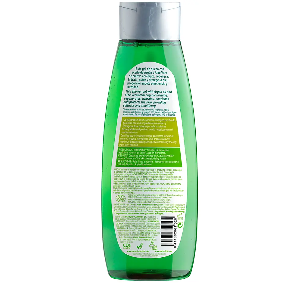 NATUR VITAL SHOWER GEL BIO ECOCERT regenerating argan & aloe vera 500 ml