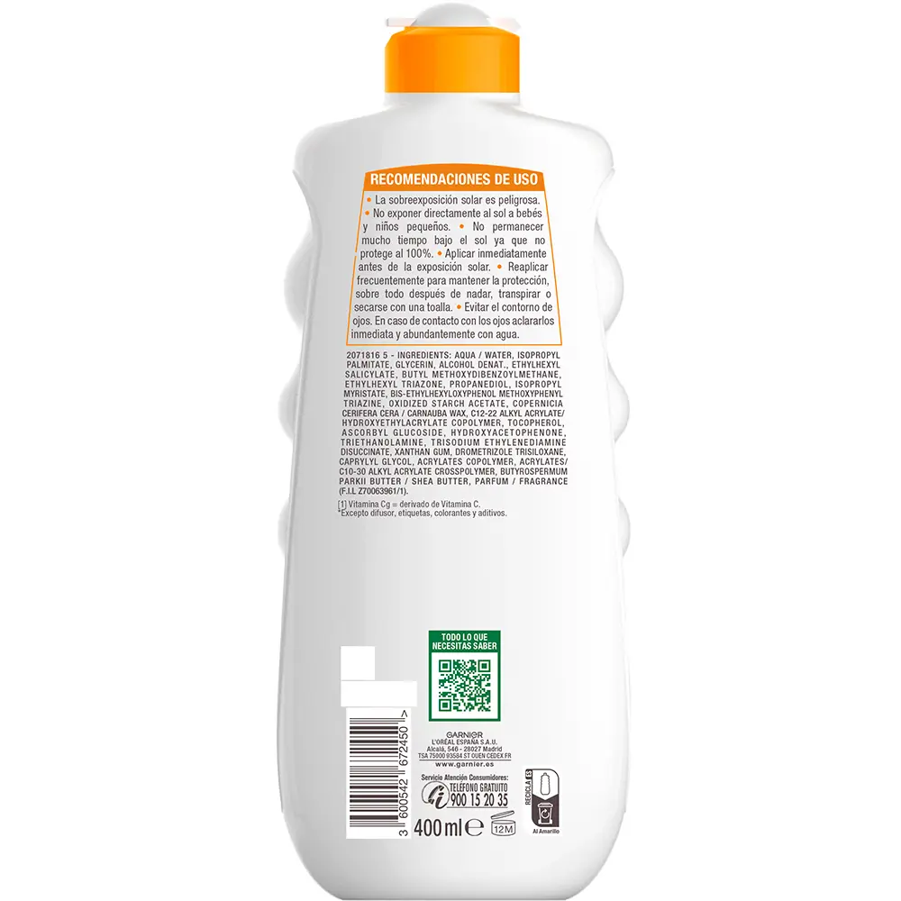 GARNIER HYDRA 24 PROTECT leche solar SPF30 400 ml GARNIER HYDRA 24 PROTECT leche solar SPF30 400 ml