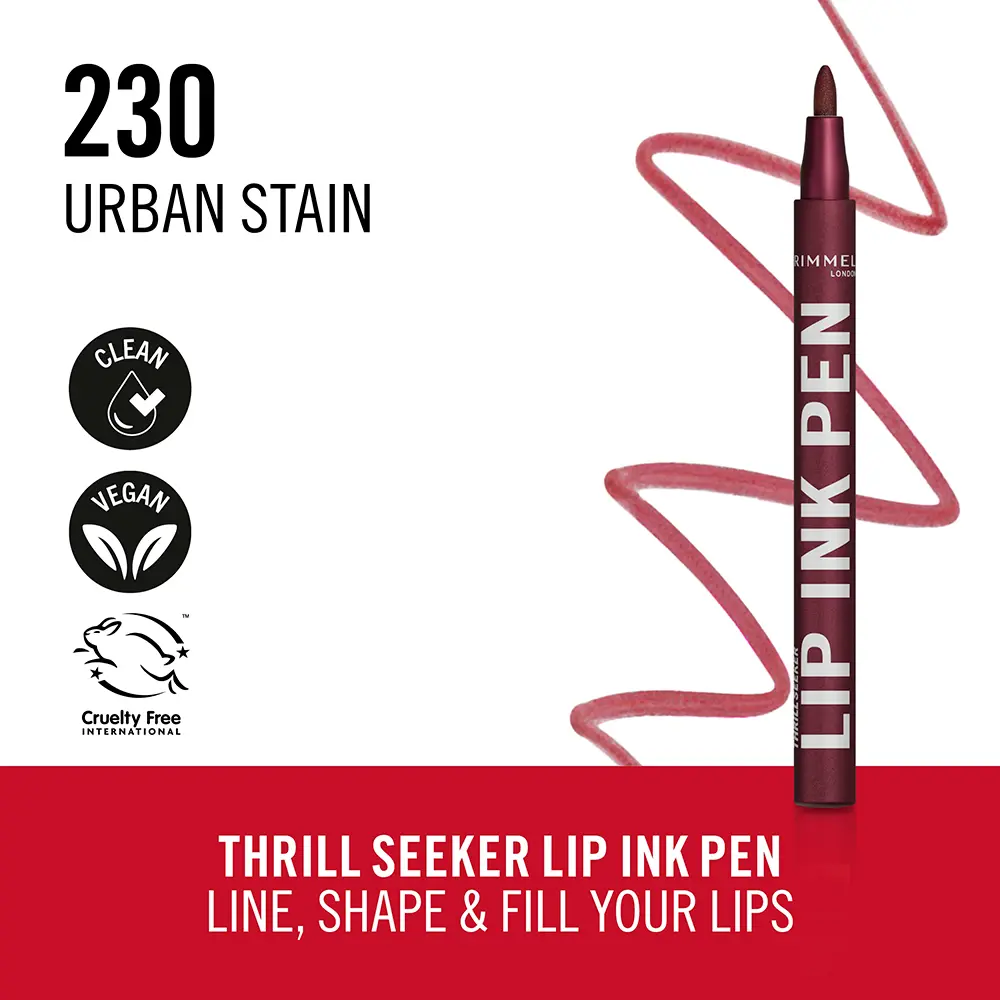 RIMMEL LONDON LIP INK PEN lipstick #230-Urban Stain 1.7 ml RIMMEL LONDON LIP INK PEN lipstick #230-Urban Stain 1.7 ml - Image 4