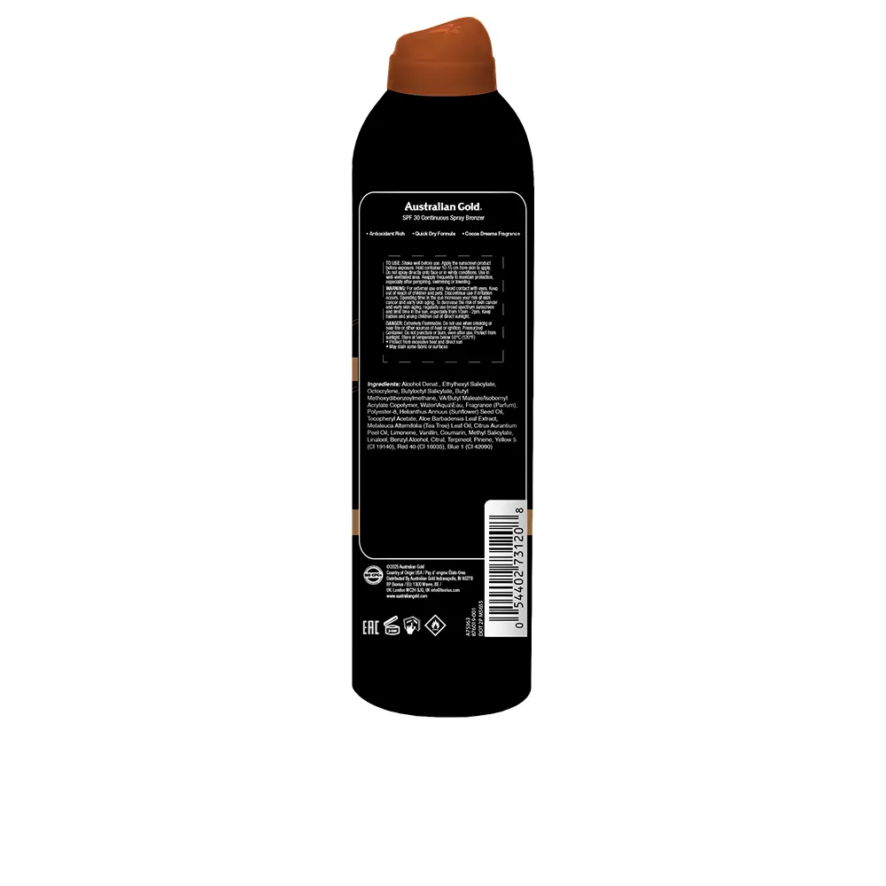 <span class="notranslate">AUSTRALIAN GOLD INSTANT BRONZER SPF30</span> water resistant spray 177 ml