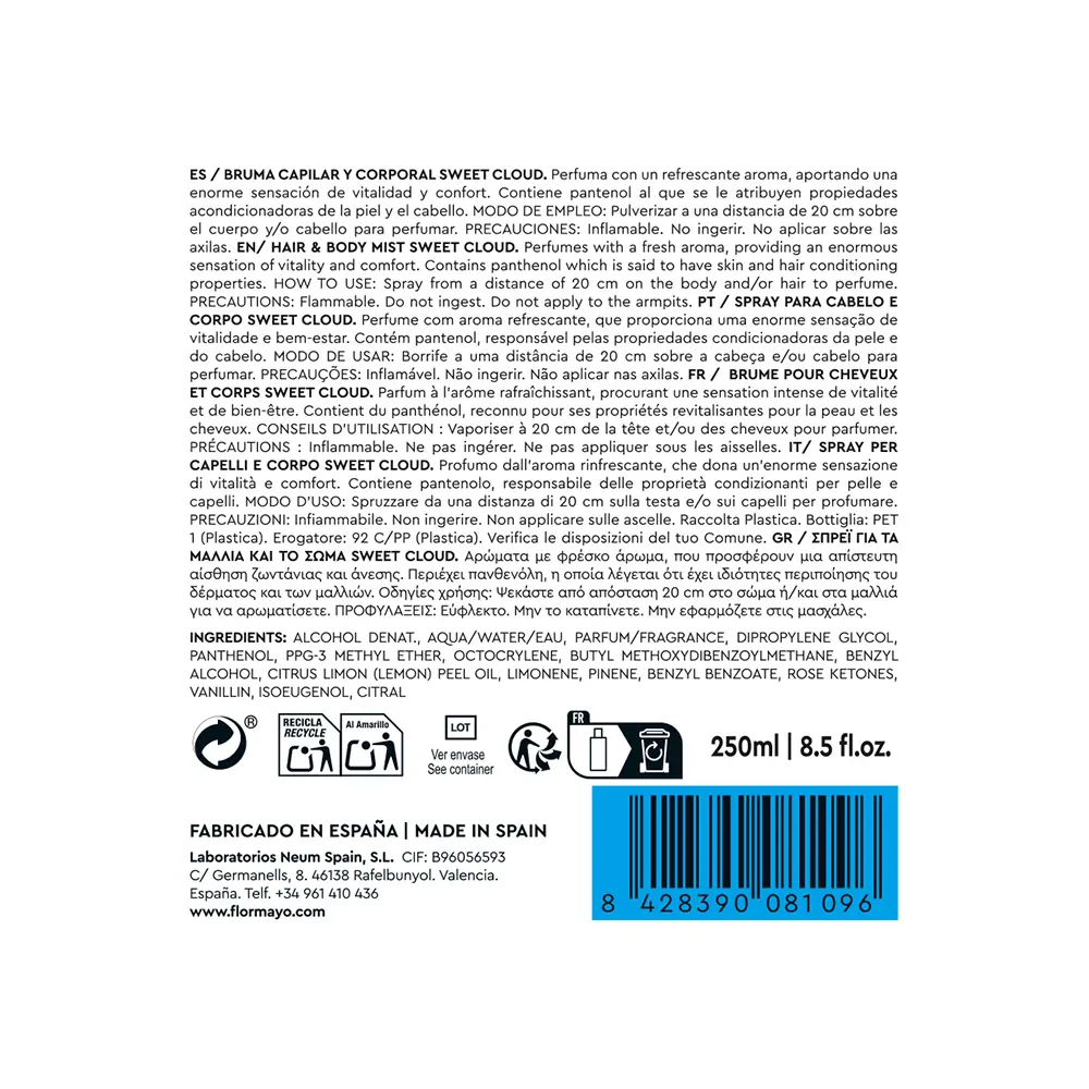 <span class="notranslate">FLOR DE MAYO SWEET CLOUD</span> HAIR & BODY MIST 250 ml