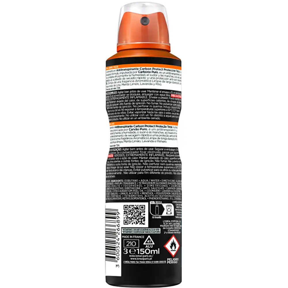 L'OREAL PARIS MEN EXPERT carbon protect anti-perspirant deo spray 150 ml L'OREAL PARIS MEN EXPERT carbon protect anti-perspirant deo spray 150 ml